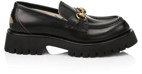 gucci loafers with jeans lug sole|Black Leather Lug Sole Loafer .